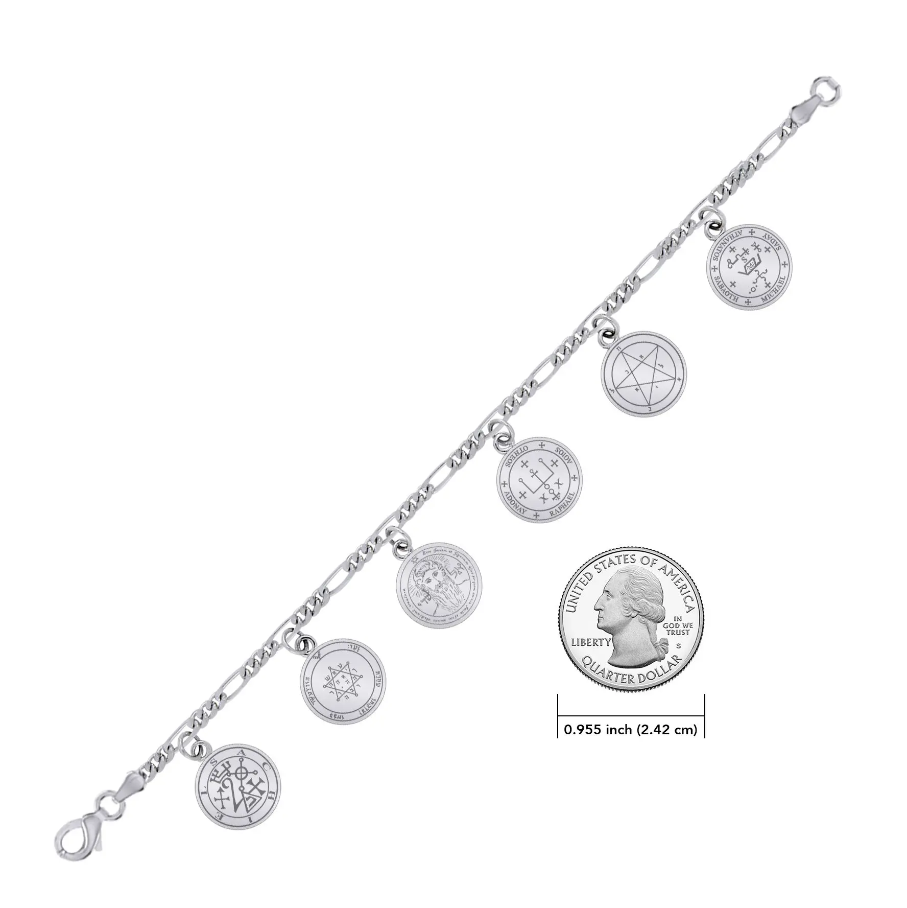 Archangel Seal of Solomon Sterling Silver Charm Bracelet