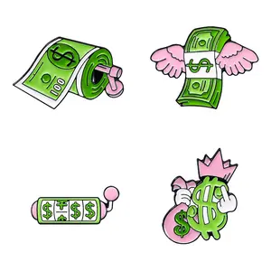 Money Pins Green with Pink Accents Multiple Fun Designs Available Ideal for Decoration Fun Money Accessories