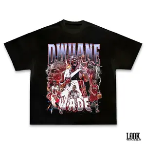 Dwyane Wade Graphic Tee, Y2K Rap Streetwear T-Shirt, Unisex Crew Neck Tee, Vintage Hip-Hop Graphic, Sports Style, Casual Cotton Fit