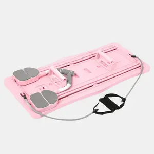 Multifunctional Pilates Board with Resistance Bands, features a non-slip mat and adjustable leg straps, foldable for small spaces, space-saving, suitable for core, arm, back, leg, and waist training - Ideal for home gyms