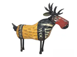 Recycled Scrap Metal Moose Statue - 12.5" x 10.5" - Ideal for Home, Farm, Garden or Lodge Decor