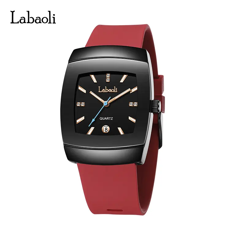 Women's 34mm Quartz Watch - Tonneau Dial with Crystal Hour Markers, Waterproof, Date Show, Calendar, Rubber Strap, Bold Casual Wristwatch, Ideal for Daily & Sporty Wear, Perfect Gift for Her