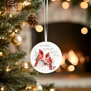 Round Ceramic Cardinal Ornament Red Bird Memorial Remembrance Christmas Tree Winter Bird Decor Holiday Nature Bird Ornament Lightweight Durable Gift