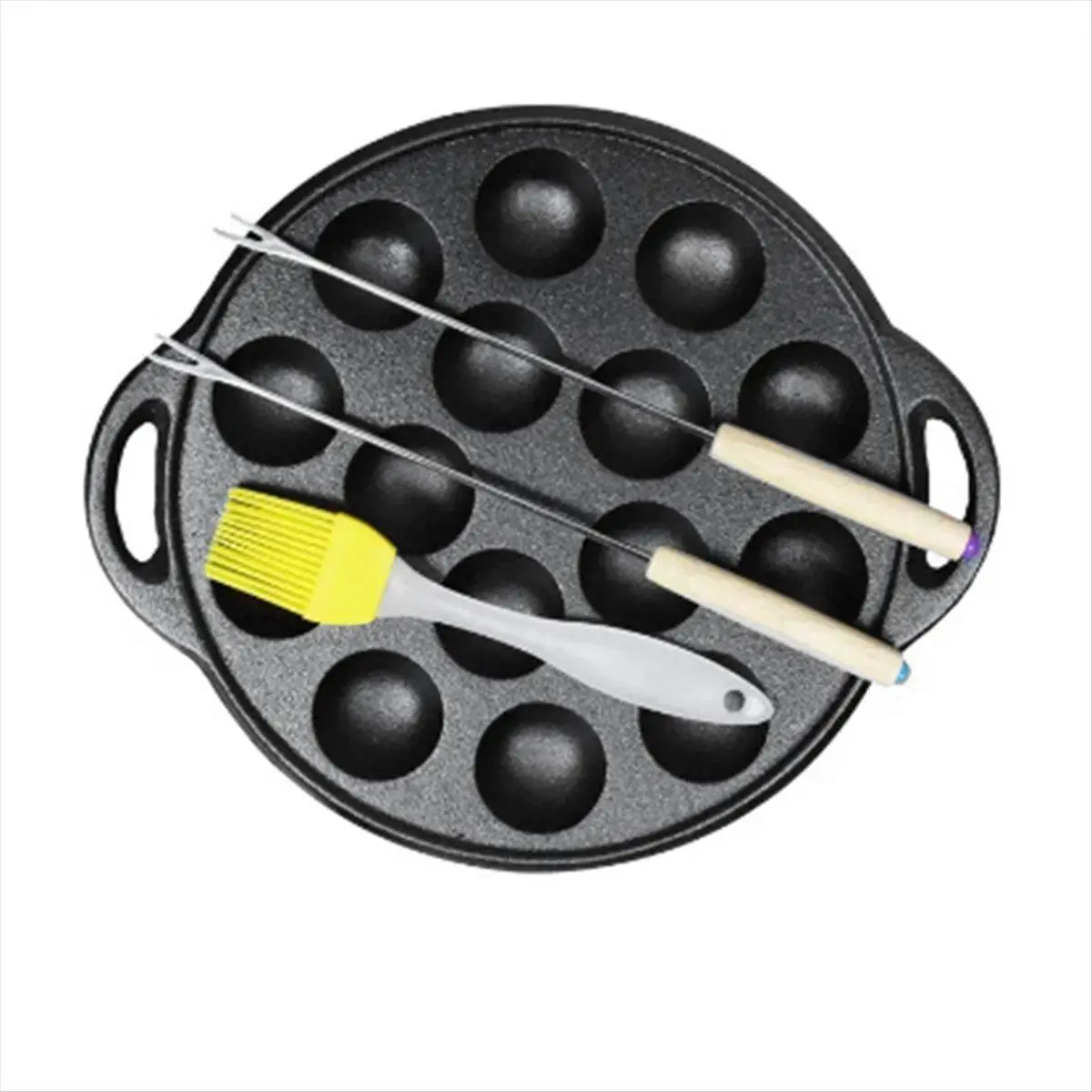 15-Hole Cast Iron Takoyaki Cookware, Compact Oil-Resistant Steel Mold for Pancake Balls, Poffertjes, Banh Khot (Automotive & Motorcycle Car Exterior Decoration Accessory)
