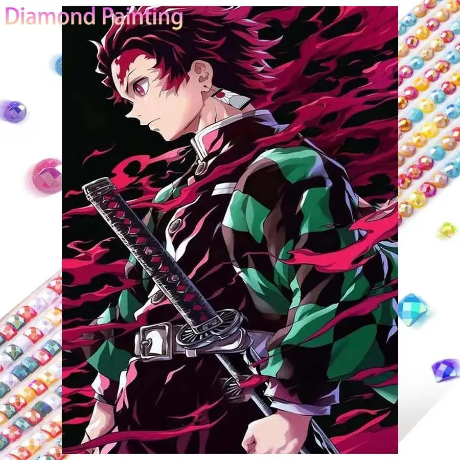 1 set of DIY diamond painting kit, 5D diamond art kit, DIY decoration anime character mosaic, diamond art, DIY art home decoration, Diamond Pattern Design, Diy Craft Supplies