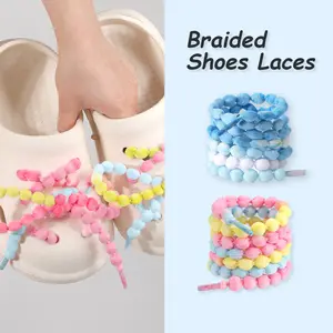 Women's and Men's Braided Round Shoelaces Colorful Bubble Shoestring Versatile Laces for Casual Shoes and Sneakers