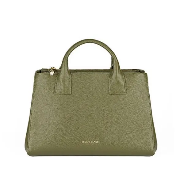 Women's Calf Skin Suede Satchel Handbag, Bella Stampatto 12" Avocado, Classic & Modern Design