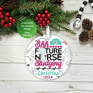 Personalized Shh..Future Nurse Studying Ornament-Nursing Student-Nursing School-Murse-Male Nurse