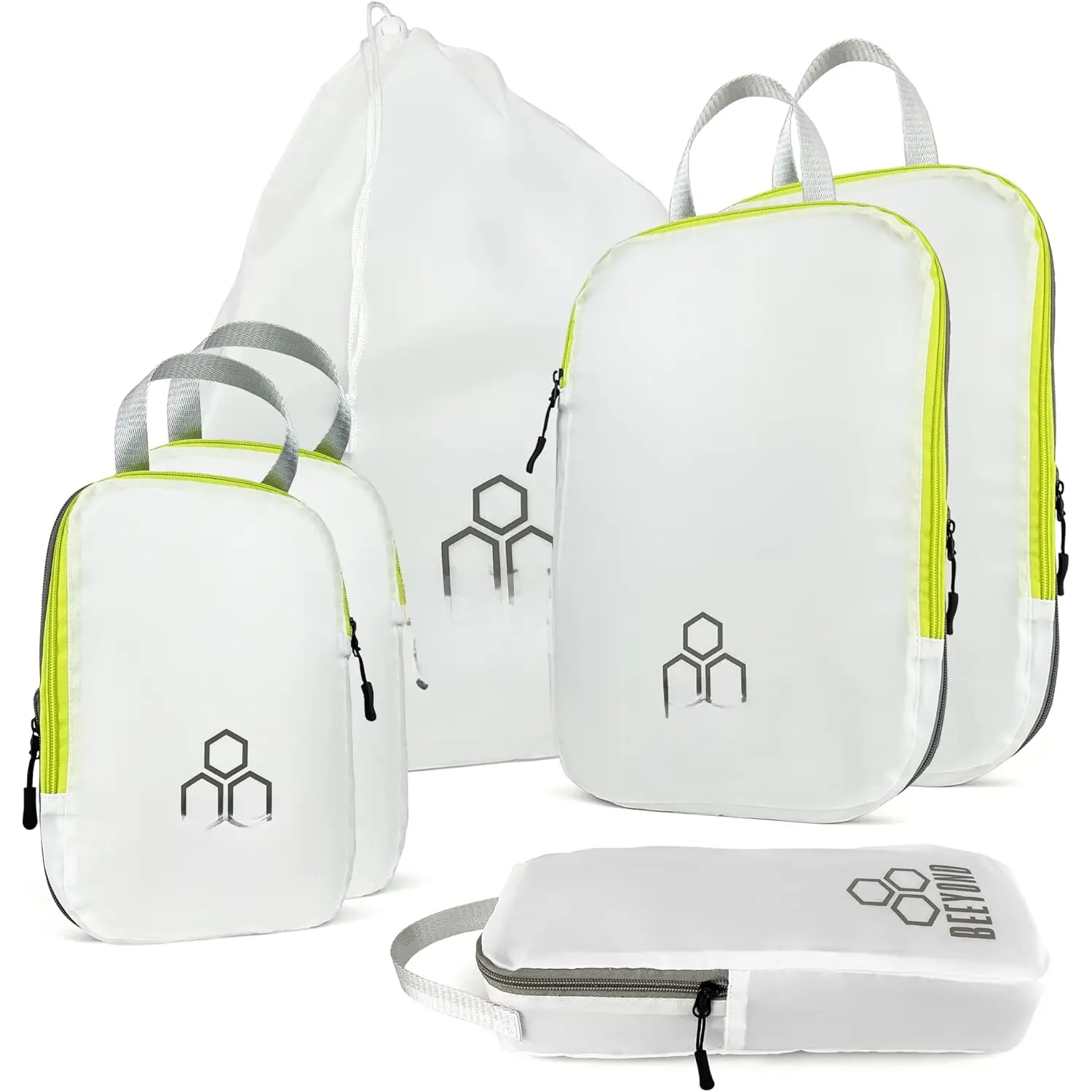 Compression Packing Cubes Set - 6 count for Travel and Luggage Organization, Includes Large & Small Cubes, Accessories Bag, and Laundry Bag