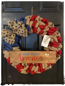 God Bless America Burlap Wreath