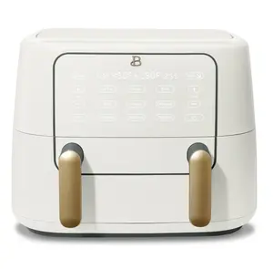 9 Qt TriZone Dual Basket Air Fryer, EverGood Ceramic Nonstick Coating, White