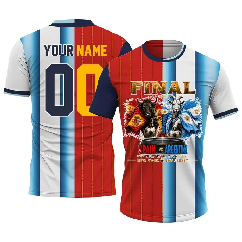 Custom Half and Half Soccer Jersey Spain and Argentina 2026 Men Youth Kid, Personalized Champion Two Country Football Jersey Shorts for Fans