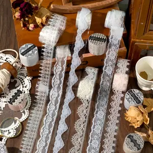 6 Rolls/pack Afternoon Series Pet Tape Plain Lace Trim Handmade Scrapbook DIY Collage Album Frame Diary Notebook Cards Calendar Cup Decoration