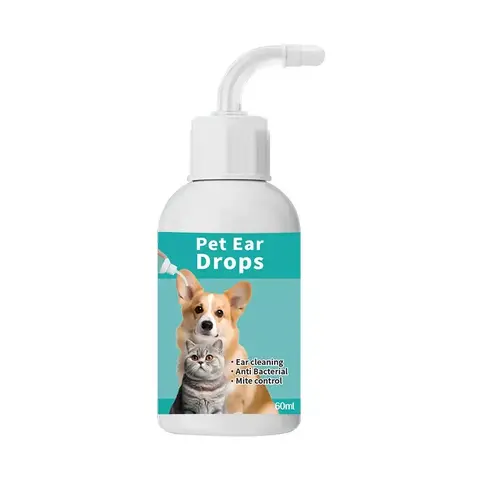 SUNTIRC Alcohol-Free 60ml Cat & Dog Ear Cleaner - Mildly Scented, Gentle for Sensitive Ears, Cleans Canal, Eliminates Buildup, Alleviates Itchiness, Reduces Head Shaking, Controls Odor, Affordable for All Pet Ages