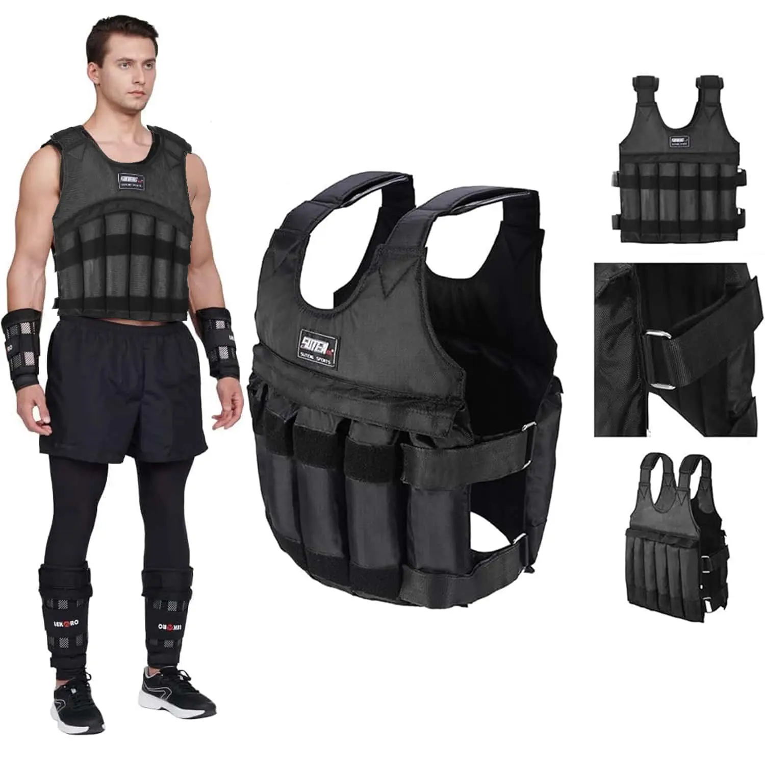 Adjustable Weighted Vest, Up To 110LB With 12 Weight Packs Weighted Vest For Fitness Weighted Vest For Athletic Training Fitness Jacket For Men's And Women's Fitness Strength Training Vest For Athletic Running Weighted Jacket With Waist Belt And Shoulder