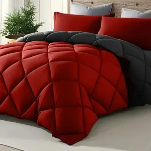 3-Piece All-Season Comforter Set - Soft Microfiber Solid Color Bedding with 1/2 Pillow Shams, Lightweight Quilted Blanket, Breathable Cozy Comforter for Dorm, Bedroom & Apartment Back to School Essentials