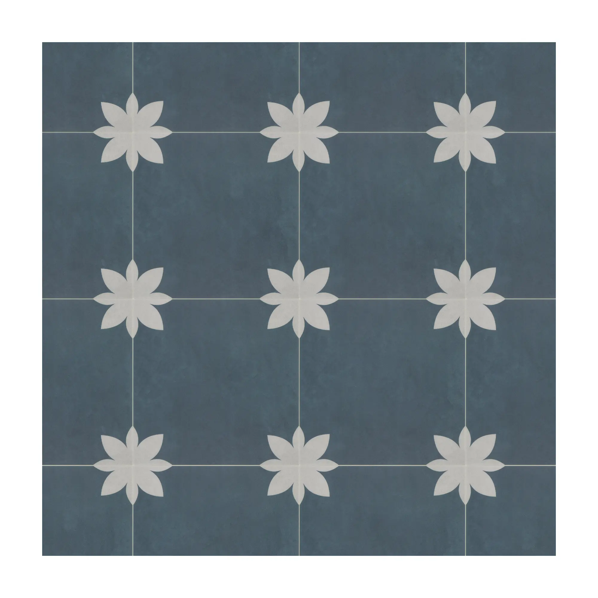 INNO STICKERS 16-Sheet Peel and Stick Floor and Wall Tile for Bathroom Kitchen SPC Vinyl Self Adhesive Flooring Tile 9x9In Blue Flower Encaustic Patterned Groutble Backsplash Tile, 9.12 Sq Ft.