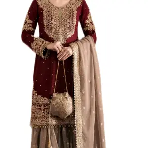 Fancy Elegant Wedding Party Dress with Gharara XL Chest 46 Inch Stylish Design Versatile Wear for Weddings and Parties