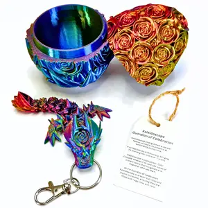 4.5IN Rose Dragon Keychain Accessory - 3D Printed - Gift