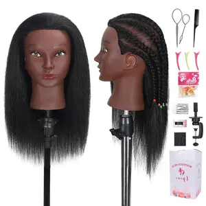 16" Mannequin Head Human Hair with 100% Real Hair Cosmetology Mannequin Doll Head for Hairdresser Practice Braiding Hairstyling with Free Table Clamp Stand (16 Inch)Christmas gift
