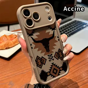 Phone Case for iPhone 17 Pro Max 16 Plus 15 14 13 12 11 Air E Aztec - Bull - Motif Drop Protection Shockproof Soft Silicone smartphone Cover