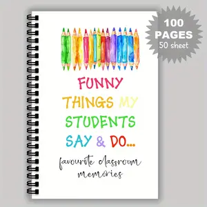 Funny Teacher Spiral Notebook, 1 Count Colorful Cover 100 Pages Teacher Planner, Suitable for Teachers' Day Graduation Season Back To School Gifts, Spiral Notebook Journal