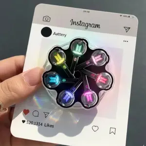 Bangtn Black Bomb Lightstick Wheel Phone Grip Kpop Inspired Multicolor Concert Edition Phone Holder Stand For iPhone Samsung Cute Fan Gift Accessory