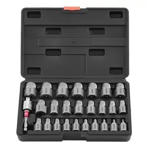 VEVOR Screw Extractor Set, 27 Pieces Hex Head Multi-Spline Easy Out Bolt Extractor Tool, with Adapters, Solid Storage Case, Cr-Mo Steel Stripped Bolt Remover for Removing Rounded, Broken Bolts, Screw