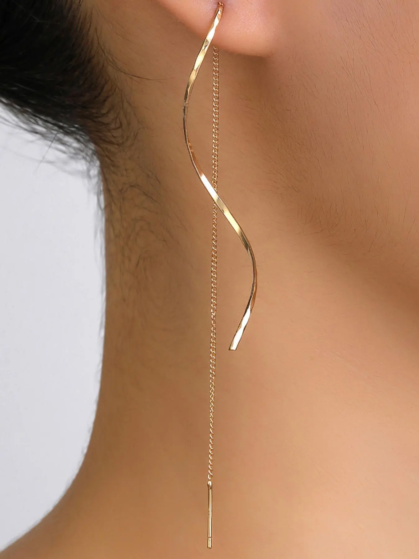Elegant Wave Shaped Tassel Design Dangle Earrings, Simple Jewelry For Women, Fashion Accessories For Daily Wear