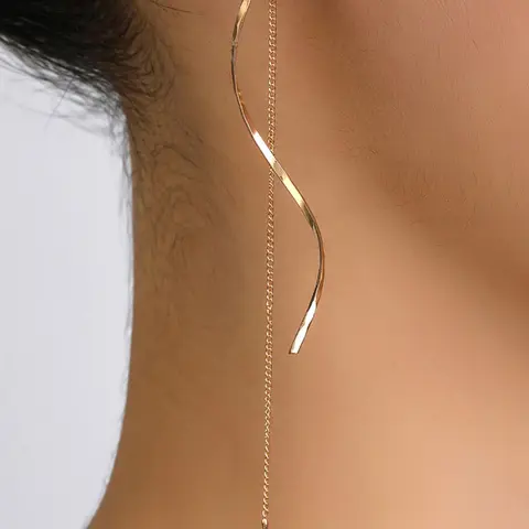 Elegant Wave Shaped Tassel Design Dangle Earrings, Simple Jewelry For Women, Fashion Accessories For Daily Wear