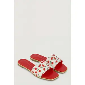 Cherry Print Slide Sandals