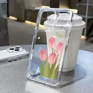 Clear Flower Case For iPhone 16 15 13 12 11 14 Pro Max Mini XR XS 8 Plus Shockproof Bumper Cover
