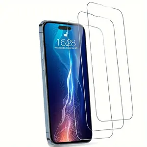 3-piece screen protector film suitable for Phone 16/15/14/13/12/11 Pro Max screen protector film, 9H hardness, scratch resistant, easy to install, bubble free, bubble free protective case suitable