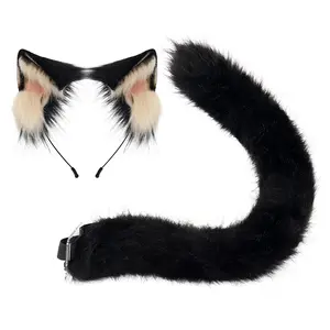 Fluffy Cat Ear and Tail Set – Soft Plush, Adjustable, for Cosplay, Halloween, Anime & Roleplay