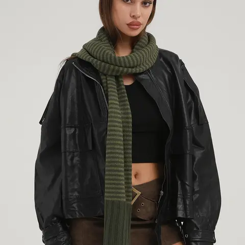 Unisex Vintage Style Striped Pattern Knitted Scarf, Casual Fashionable Scarf, Casual for Women & Men, Fashion Accessories for Daily Wear