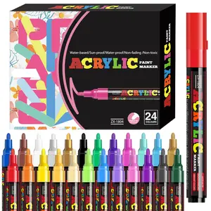 Acrylic Paint Markers Pens, Acrylic Painting Pen, 12/18/24 Colors Paint Markers Pens,2mm-3mm Tip for Rocks, Craft, Ceramic, Glass, Wood, Fabric, Canvas -Art Crafting Supplies