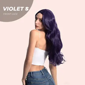 JBEXTENSION 26 Inches Dark Purple Color Long Frontlace Glueless Wig VIOLET