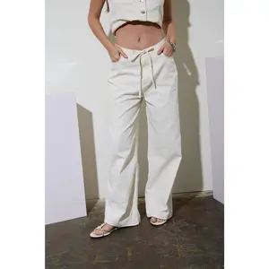 Drawstring Cream Denim Pants