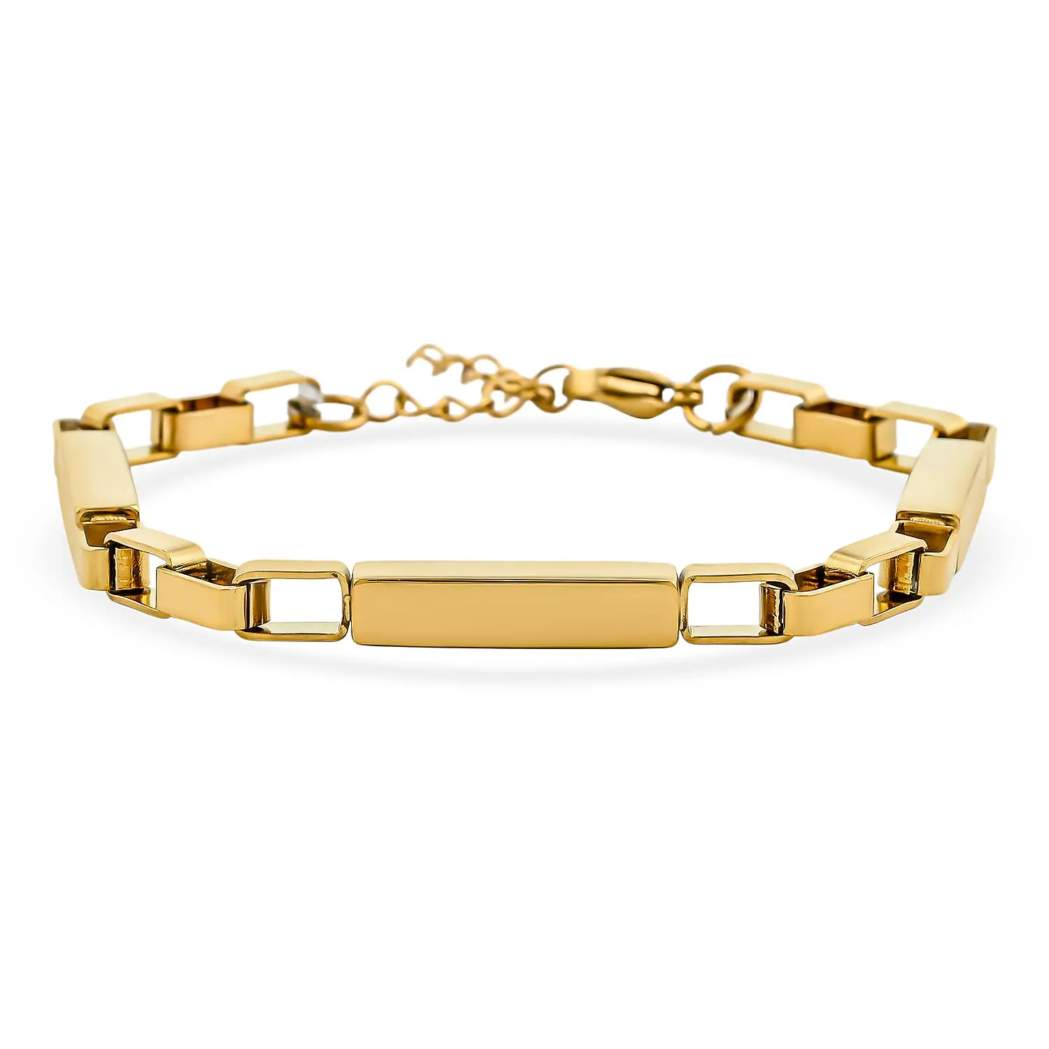 Rectangular Link Chain Bracelet in ION Plated YG Stainless Steel (7.5-9.0In)