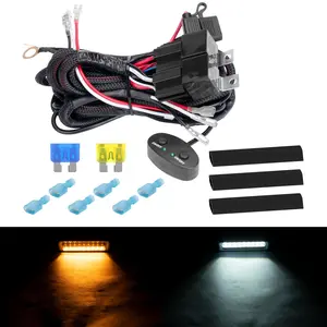 Dual Colors Wiring Harness 2 Lead, 12V Fog Lights Wiring Harness Kit for LED Light Bar Work Lights Driving Lights 40A Relay Fuse On/Off Rocker Switch Nylon Wire Harness for Truck UTV ATV led  lights  car