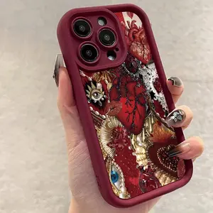 Heart Pattern Phone Case, Anti-drop Cellphone Protective Case, Shockproof Mobile Phone Protective Cover for iPhone Series Durable Smartphone Protector Protection