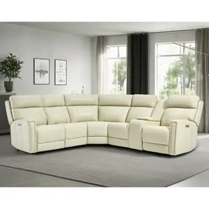 【9 Packages Shipping】5-Seater Genuine Leather Triple Power Reclining sofa