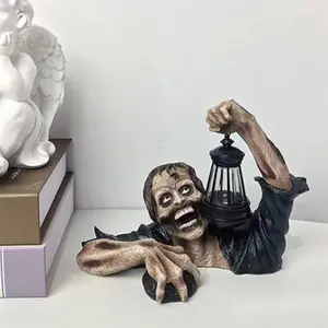 Vintage Resin Zombie Garden Sculpture with Bloody Hands and Creepy Expression, Perfect for Halloween and Easter Décor, Indoor and Outdoor Display, Spooky
