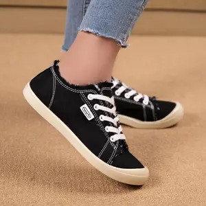 Women's Low Top Canvas Shoes - Breathable Lightweight Casual Sneakers with Non-Slip Sole & Soft Cushioned Insole for Everyday Wear Comfortable Classic Lace-Up Runner Trainer