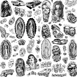 Tattoo Sticker, 6 Counts/set Self-adhesive Temporary Tattoo Decal for Adults, Fake Tattoos Body Art Sticker for Festival Decor