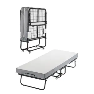 VEVOR Rollaway Bed, 31 inx 75 in Folding Bed with 5 in Mattress, Twin Size Foldable Bed with Sturdy Metal Frame Memory Foam Mattress, Portable Twin Roll Away Bed with Mattress, for Adults, Guest