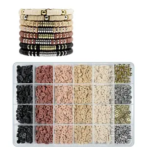 Bracelet Making Kit 3200Pcs, Clay Beads Bracelet Kit with Gold Beads and Sliver Beads, Swift Friendship Beads Bracelet Kit for Bracelets Making (Earth Tone)