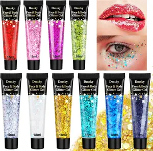 Colored Body Glitter Cosmetic - Sparkly Chunky Sequin Waterproof Makeup for Women, Multi-Use for Face, Eyes, Lips, Hair, Nails, Suitable for Any All Skin Types, Rave Festival & Mardi Gras Accessories Gift