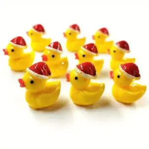Whimsical Christmas Duck Home Desktop Decorations, Handcrafted Exquisite Miniature Rubber ducks with Detailed Designs, Festive Resin Ornaments Collectible Figurine Wearing Santa Hats, Durable and Stylish for Holiday Tabletop Décor in Homes or Offices