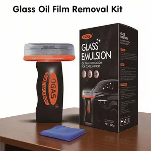 Car Glass Cleaner Oil Film Cleaning Brush, Windshield Cleaner Tool for Automotive Windshield/Window/Mirror Cleaning, Clearvision Improve Driving Visibility(Emulsion + Brush Board)